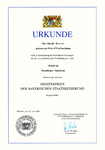 Urkunde Meisterpreis der bayerischen Staatsregierung
